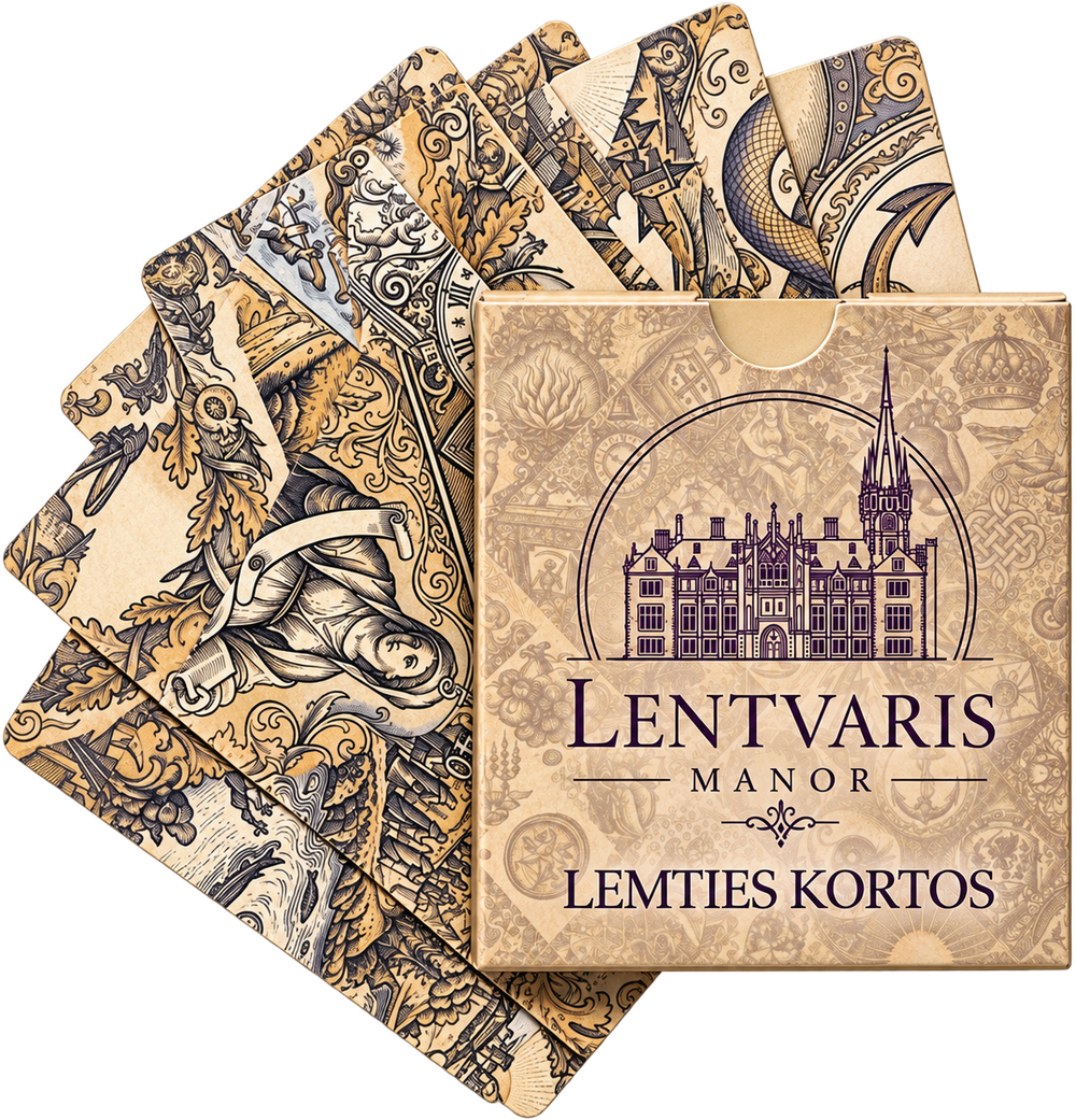 Karty losu Dworu Landwarów — pudełko i karty